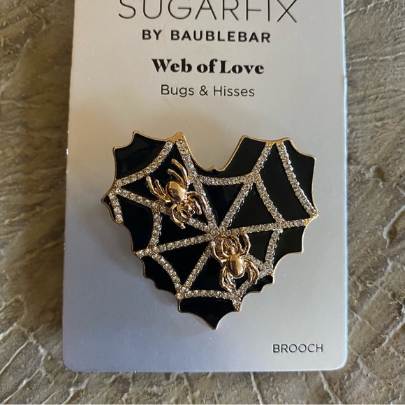 Sugarfix By Baublebar Heart Spider Web Of Love Gold Black Enamel Brooch NWT - Picture 6 of 10